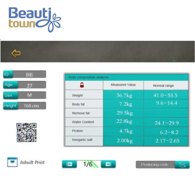 Professional Intelligence BMI Analyzer Equipment Built-in Printer